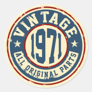 Vintage 1971 All Original Part Classic Round Sticker