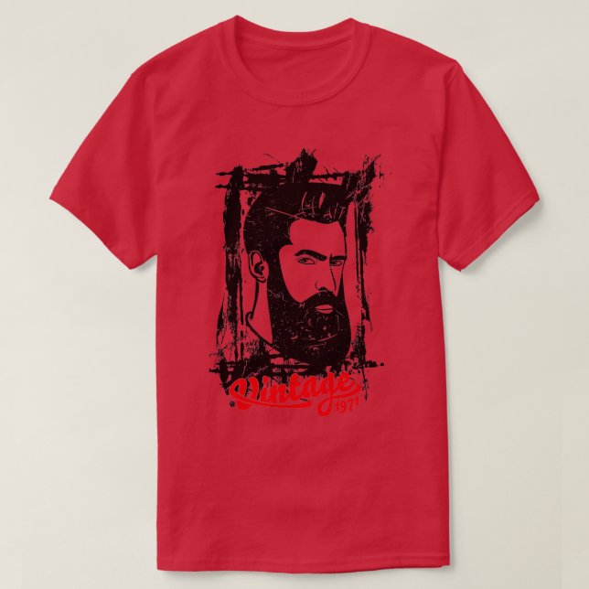 Vintage 1971 Bearded Man T-Shirt (Design Front)