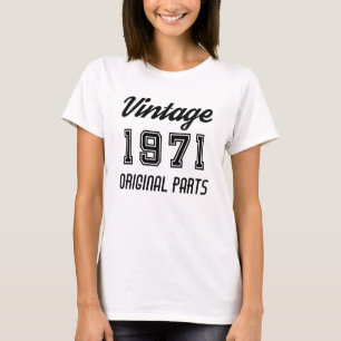 Vintage 1971 Original Parts Birthday T-Shirt