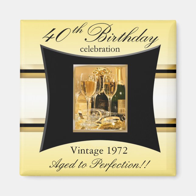 Vintage 1972 40th Party Favour Magnet (Front)