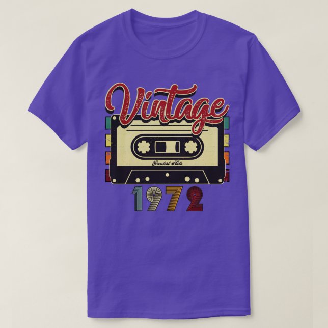 Vintage 1972 Greatest Hits Cassette Tape T-Shirt (Design Front)