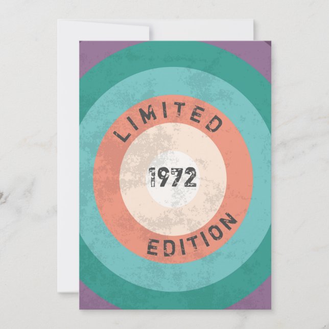 Vintage 1972 limited edition 50th Birthday Invitation (Front)