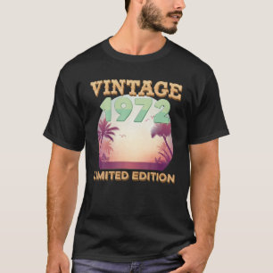 Vintage 1972 Palm Tree Sunset 50 Year Happy Birthd T-Shirt
