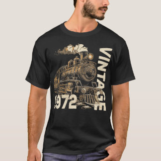Vintage 1972 Steampunk Steam Train Locomotive 52nd T-Shirt