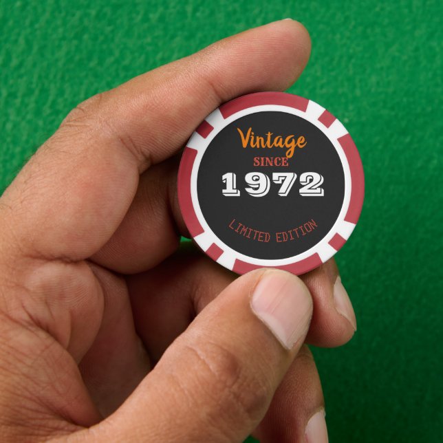 Vintage 1972 year limited edition Birthday Poker Chips (Hand)