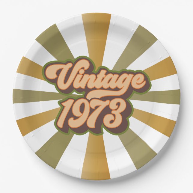 Vintage 1973 50th Birthday Paper Plates (Front)