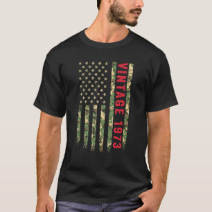 Vintage 1973 American Flag Camo 49 Years Old 49th T-Shirt