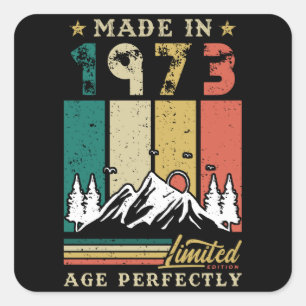 Vintage 1973 Birthday Square Sticker