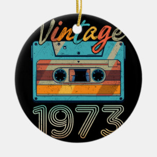 Vintage 1973 Cassette Tape Retro 50th Birthday 50  Ceramic Tree Decoration