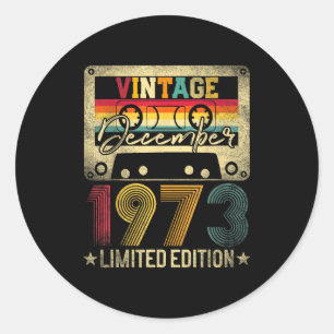 Vintage 1973 December 52 Years Old 52nd Birthday M Classic Round Sticker