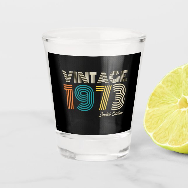 Vintage 1973 Limited Edition 50th Birthday Shot Glass (Front)