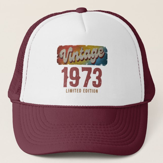 VINTAGE 1973 LIMITED EDITION CUSTOMIZE TRUCKER HAT (Front)