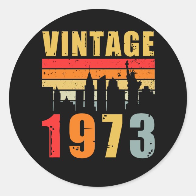 Vintage 1973 Made In 1973 Classic Round Sticker (Front)