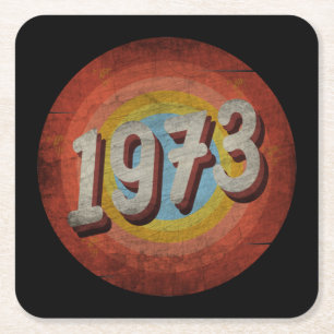 VINTAGE 1973 MEN WOMEN BIRTHDAY GIFT SQUARE PAPER COASTER
