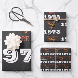 Vintage 1973 year limited edition 50th Birthday Wrapping Paper Sheet