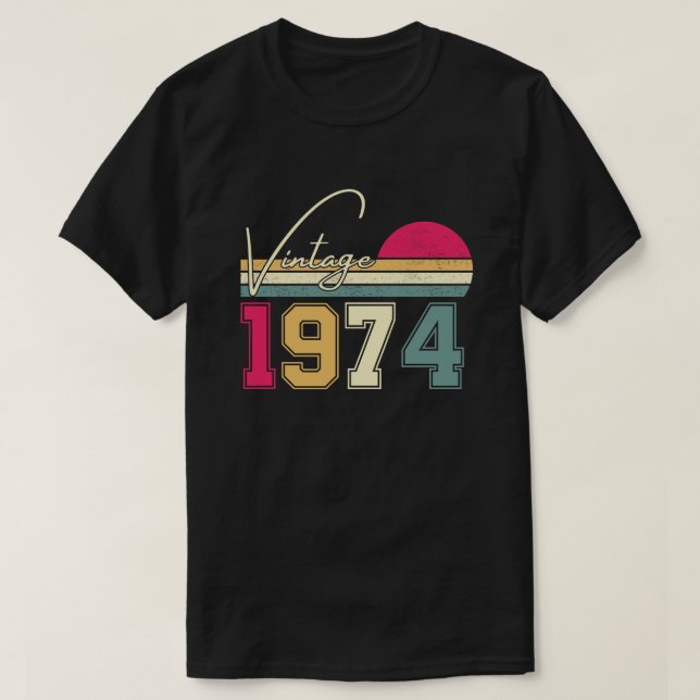 Vintage 1974, 50th Birthday Gift T-Shirt (Design Front)