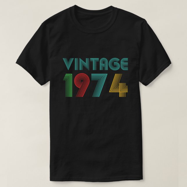 Vintage 1974, 50th Birthday Gift T-Shirt (Design Front)
