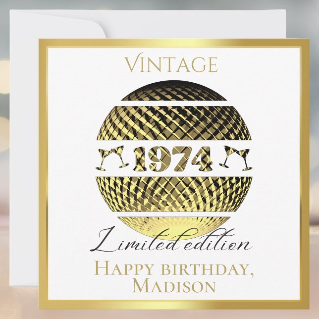 Vintage 1974 50th birthday gold card (Creator Uploaded)