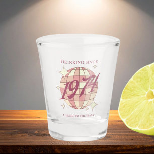 Vintage 1974 50th birthday party gift drinks shot glass