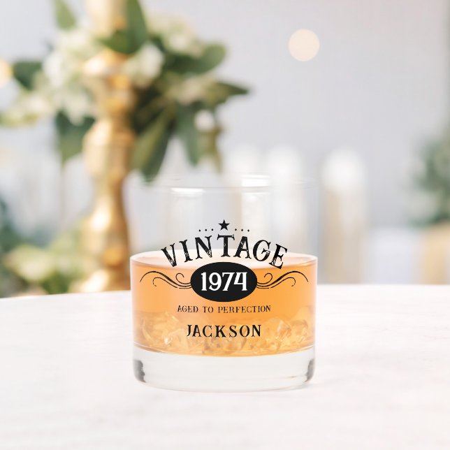 Vintage 1974 50th Birthday Whiskey Glass (Insitu (Wedding))