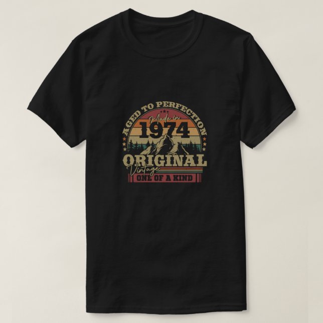 Vintage 1974 Birthday Gift T-Shirt (Design Front)