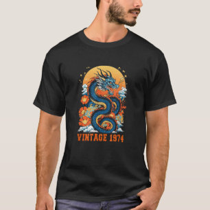 Vintage 1974 Classic Retro Dragon Graphic 50th Bir T-Shirt