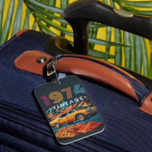 Vintage 1974 cool car luggage tag