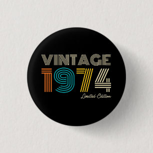 Vintage 1974 Limited Edition 50th Birthday 3 Cm Round Badge