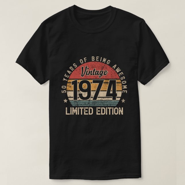 Vintage 1974 Limited Edition 50th birthday T-Shirt (Design Front)