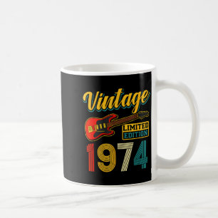 Vintage 1974 Limited Edition Guitar Birth Year Coffee Mug