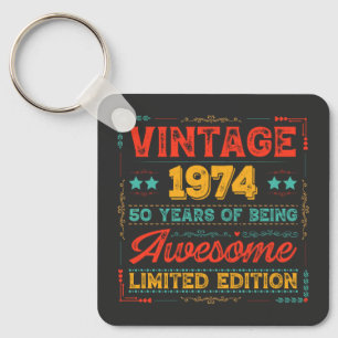 Vintage 1974 Made in 1974 50th Birthday 50 Years Key Ring