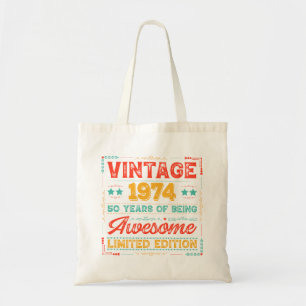 Vintage 1974 Made in 1974 50th Birthday 50 Years Tote Bag