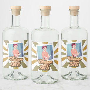 Vintage 1975 50th Birthday Photo  Liquor Bottle Label