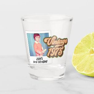 Vintage 1975 50th Birthday Photo Shot Glass