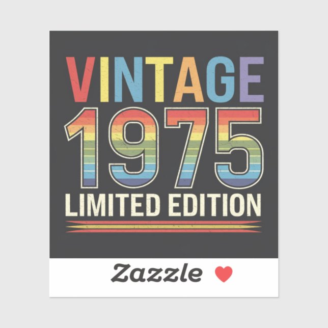 Vintage 1975 Birthday Custom-Cut Vinyl Sticker (Sheet)