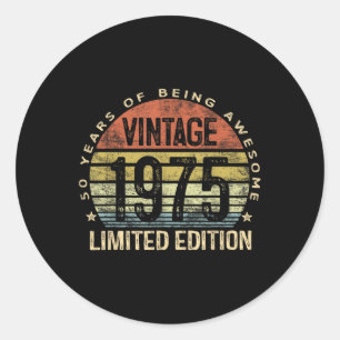 Vintage 1975 Limited Edition 50-year-old Gifts 50t Classic Round Sticker