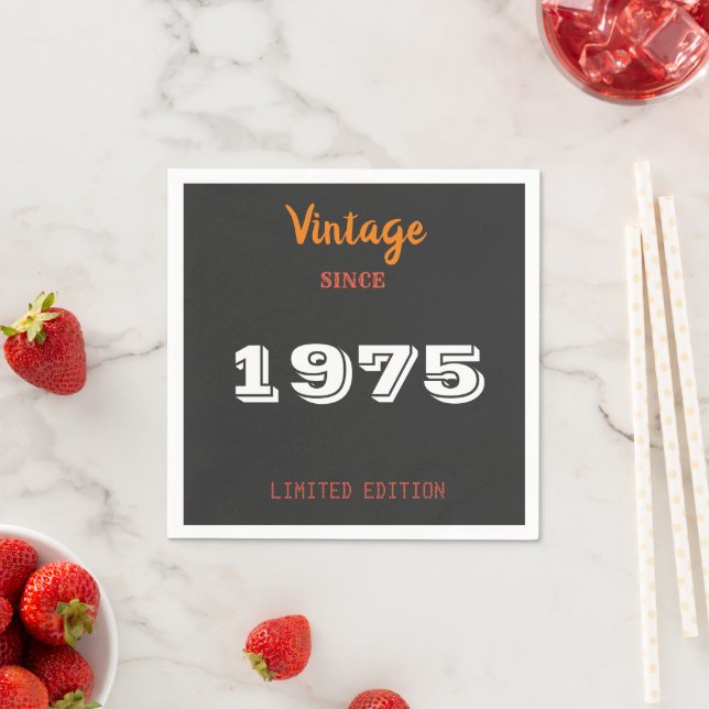 Vintage 1975 Limited Edition 50th Birthday Napkins (Insitu)
