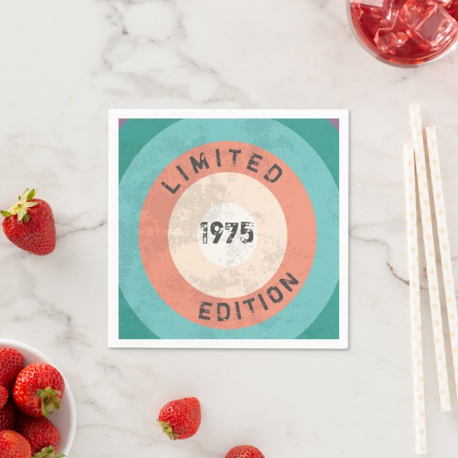 Vintage 1975 Limited Edition 50th Birthday Napkins (Insitu)