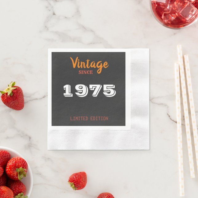 Vintage 1975 Limited Edition 50th Birthday Napkins (Insitu)