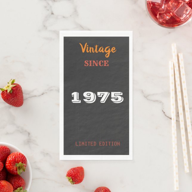 Vintage 1975 Limited Edition 50th Birthday Napkins (Insitu)