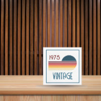 Vintage 1975 Retro Stripe Sun 50th Birthday