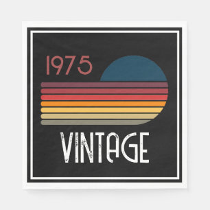 Vintage 1975 Retro Stripe Sun 50th Birthday Napkin