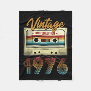 Vintage 1976 45th birthday cassette tape Birthday Fleece Blanket