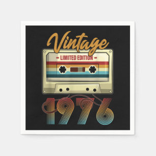 Vintage 1976 45th birthday cassette tape Birthday Napkin