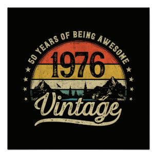 Vintage 1976 50 Years Old 50th Birthday Poster