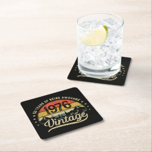 Vintage 1976 50 Years Old 50th Birthday Square Paper Coaster