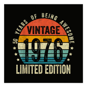Vintage 1976 50th Birthday Born In 1976 Poster