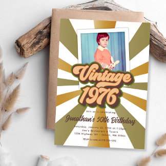 Vintage 1976 50th Birthday Photo Invitation