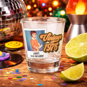 Vintage 1976 50th Birthday Photo  Shot Glass