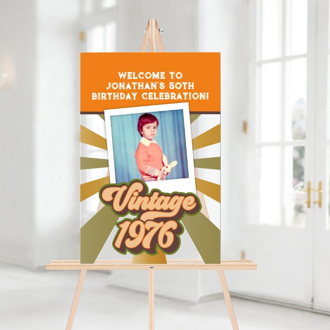 Vintage 1976 50th Birthday Photo Welcome Acrylic Sign (Vintage 1976 50th Birthday Photo Welcome Acrylic Sign)